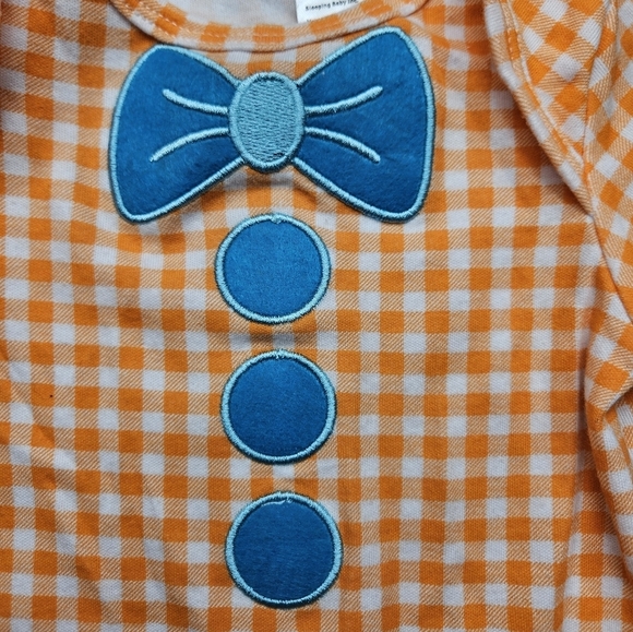 Zippy Onez Size 6 Months Orange White Plaid Bow Tie One Piece - Picture 2 of 4
